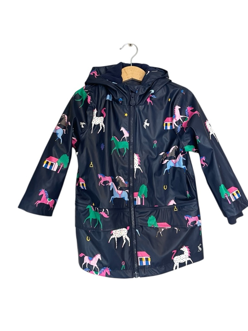 Joules Navy Unicorn Hooded Raincoat